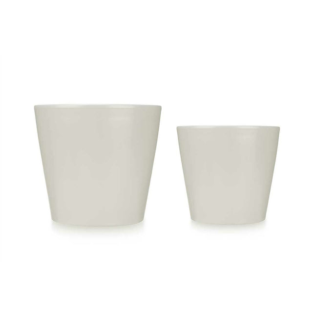 Blumentopfset 2 Stücke Ø 22 cm Ø 28 cm Grau Lehm