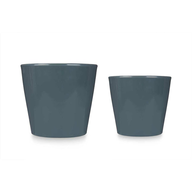 Blumentopfset 2 Stücke Ø 22 cm Ø 28 cm Anthrazit Lehm