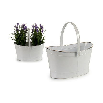 Blumentopf Korb Metall Weiß (22 x 19,5 x 37,5	cm)