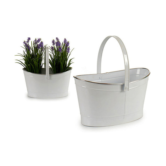 Blumentopf Korb Metall Weiß (22 x 19,5 x 37,5	cm)