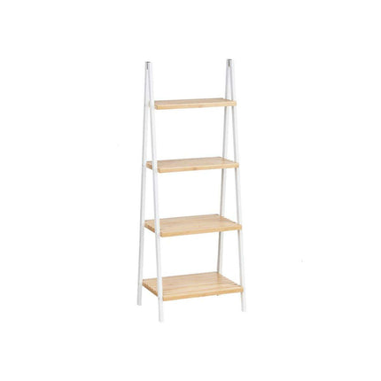 Badezimmerregal Weiß natürlich Bambus Kiefernholz 40 x 109,3 x 30 cm