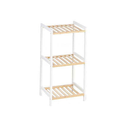 Badezimmerregal 35 x 30 x 70 cm Weiß natürlich Bambus Kiefernholz