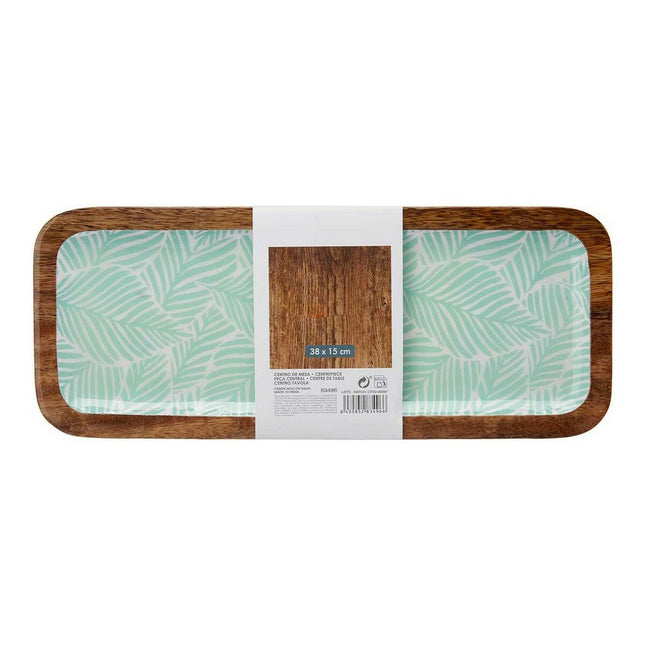 Tablett Pflanzenblatt Holz Polyurethan (38 x 15 cm)