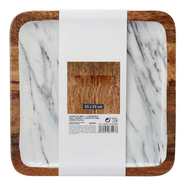 Tablett Weiß Marmor Holz Polyurethan (25 x 25 cm)