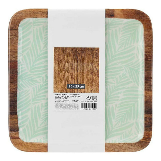 Tablett Pflanzenblatt Holz Polyurethan (25 x 25 cm)