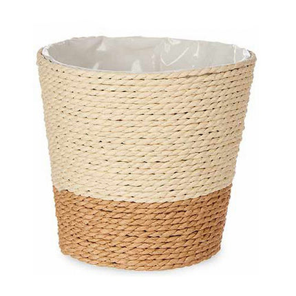 Blumentopf natürlich Braun Schnur Kunststoff (12,5 x 12 x 12,5 cm)