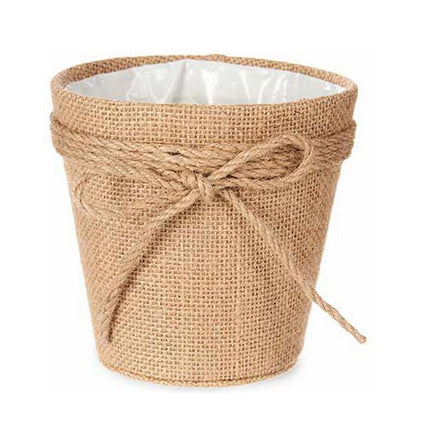 Blumentopf Schleife Braun Stoff Kunststoff (12,5 x 12 x 12,5 cm)