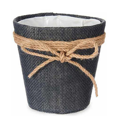 Blumentopf Schleife Grau Stoff Kunststoff (12,5 x 12 x 12,5 cm)