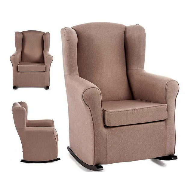 Sessel Schaukelstuhl Beige Polyester Kiefernholz (70 x 97 x 75 cm)