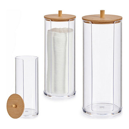 Veranstalter Wattetabs Braun Durchsichtig Bambus Methacrylat 7 x 19 x 7 cm