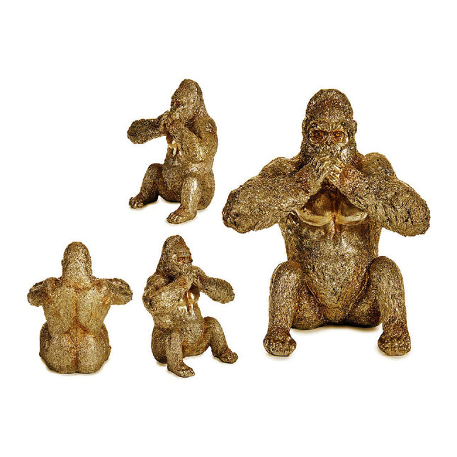 Deko-Figur Gorilla Gold Harz (11 x 18 x 16,2 cm)