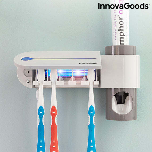 UV-Zahnbürsten-Sterilisator mit Zahnpastahalter und -spender InnovaGoods Smiluv Weiß (Restauriert A)