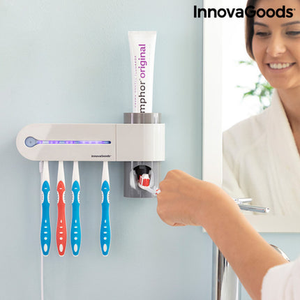 UV-Zahnbürsten-Sterilisator mit Zahnpastahalter und -spender InnovaGoods Smiluv Weiß (Restauriert A)