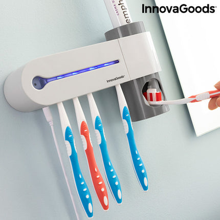 UV-Zahnbürsten-Sterilisator mit Zahnpastahalter und -spender InnovaGoods Smiluv Weiß (Restauriert A)