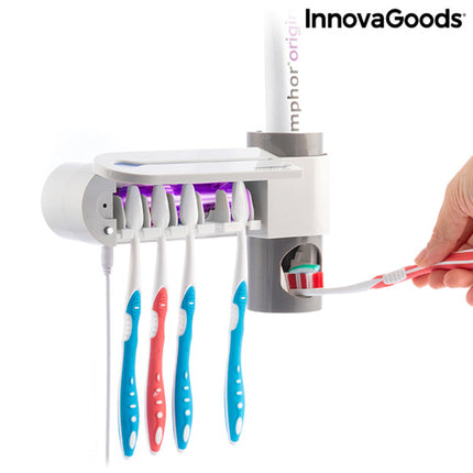 UV-Zahnbürsten-Sterilisator mit Zahnpastahalter und -spender InnovaGoods Smiluv Weiß (Restauriert A)