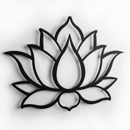 Wanddekoration Keluly Lotusblume Schwarz Kohlenstoffstahl 43 x 31 x 13,5 cm