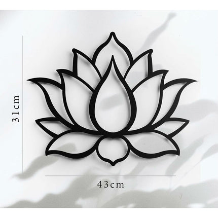 Wanddekoration Keluly Lotusblume Schwarz Kohlenstoffstahl 43 x 31 x 13,5 cm