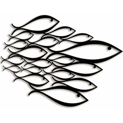 Wanddekoration Keluly Fische Schwarz Kohlenstoffstahl 43 x 31 x 13,5 cm