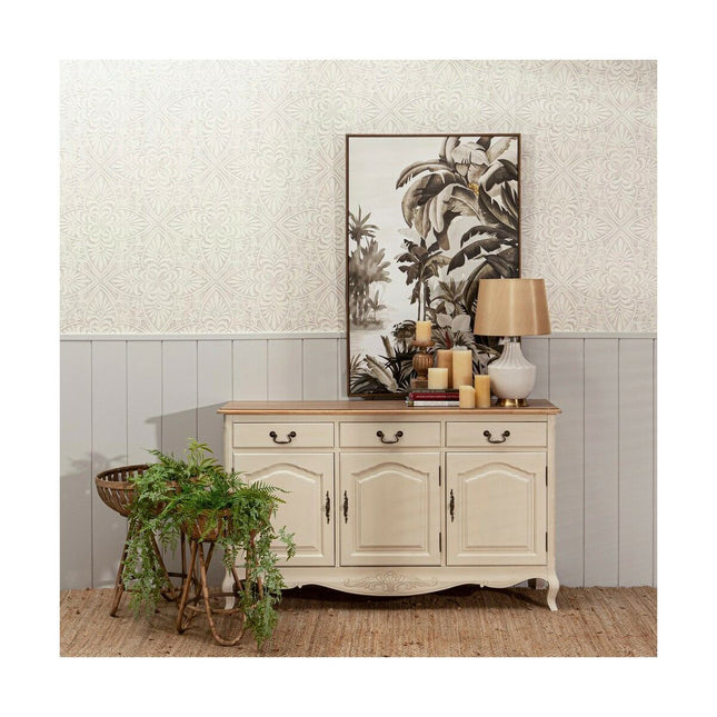 Anrichte LUCERNA 148 x 45,5 x 88 cm natürlich Holz Creme DMF