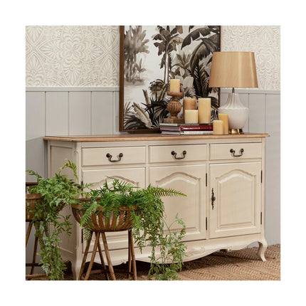 Anrichte LUCERNA 148 x 45,5 x 88 cm natürlich Holz Creme DMF
