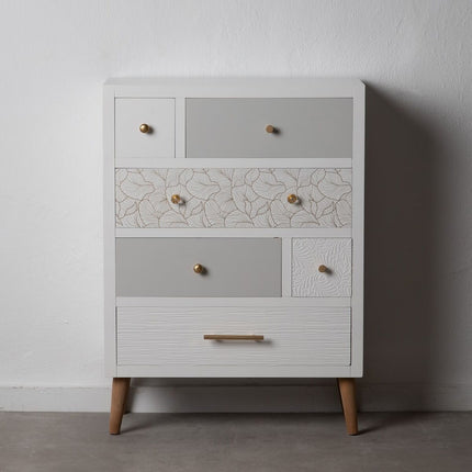 Schubladenschrank MARGOT 65 x 30 x 89 cm Grau Holz Weiß