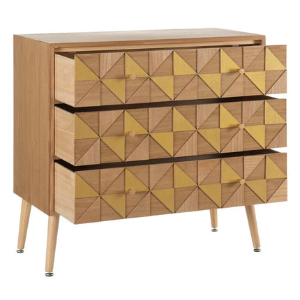 Schubladenschrank BONNARD 80 x 40 x 79,5 cm natürlich Gold Holz