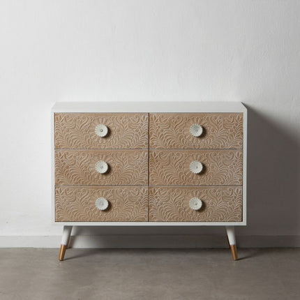 Schubladenschrank KLEE natürlich Kiefernholz Weiß 100 x 40 x 80 cm