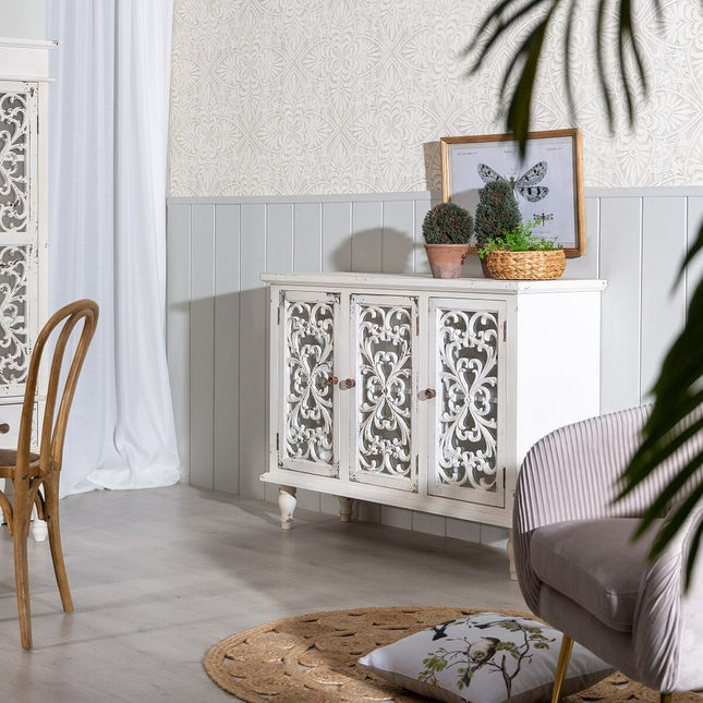 Anrichte SHABBY CHIC 120 x 40 x 91 cm Weiß Tannenholz Holz MDF