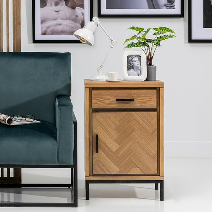 Nachttisch SPIKE 48 x 36 x 71 cm natürlich Metall Holz