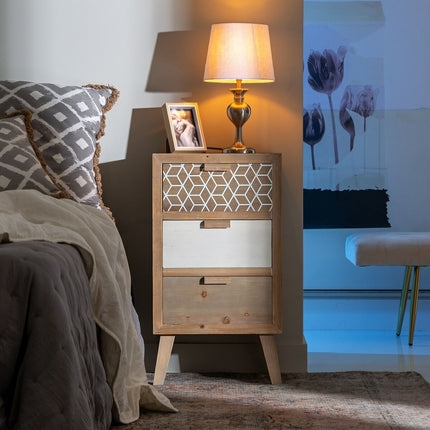 Nachttisch KENSY 40 x 30 x 72,5 cm natürlich Holz Weiß