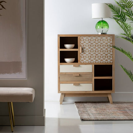 Anrichte KENSY 80 x 34 x 98 cm natürlich Holz Weiß