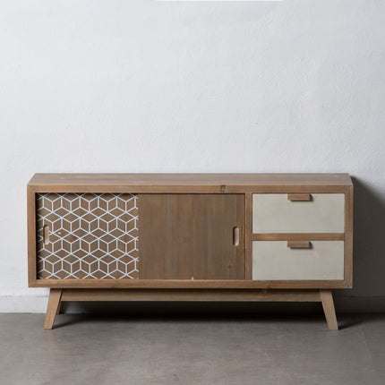 TV-Möbel KENSY 120 x 34 x 54,5 cm natürlich Holz Weiß