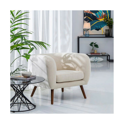 Sessel 81 x 73 x 70 cm synthetische Stoffe Holz Creme