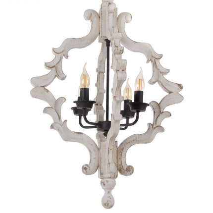 Deckenlampe 54,5 x 54,5 x 74 cm Metall Holz Weiß