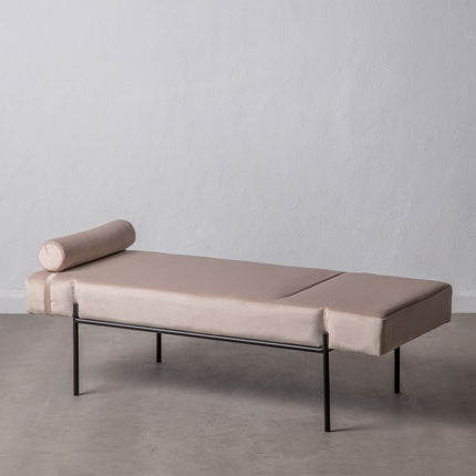 Chaise Longue 140 x 59 x 42 cm Beige Metall Holz