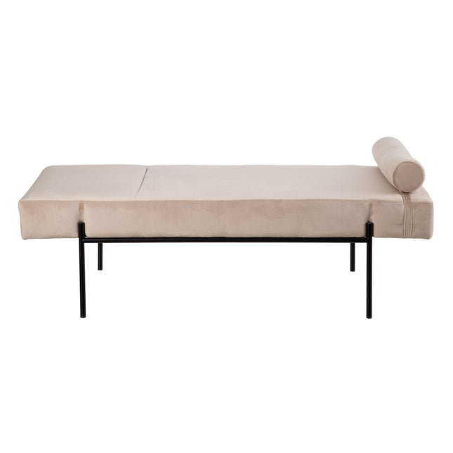 Chaise Longue 140 x 59 x 42 cm Beige Metall Holz