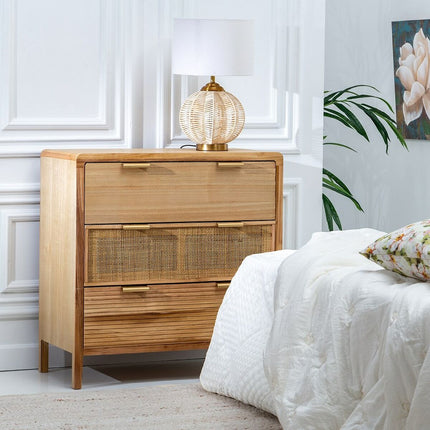 Schubladenschrank HONEY natürlich Paulonia-Holz Holz MDF 80 x 40 x 82 cm