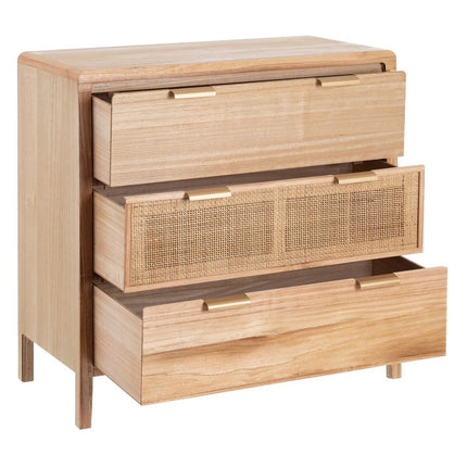 Schubladenschrank HONEY natürlich Paulonia-Holz Holz MDF 80 x 40 x 82 cm