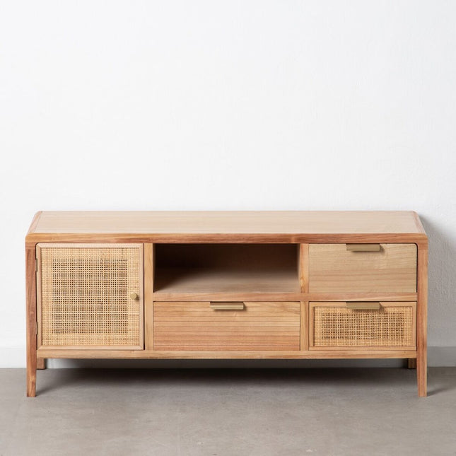 TV-Möbel HONEY 120 x 40 x 50 cm natürlich Holz Rattan