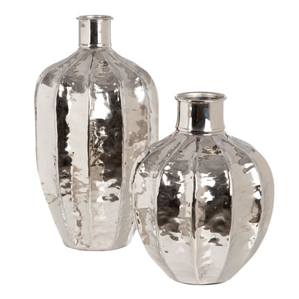 Vase 30,5 x 30,5 x 56 cm Silber Aluminium