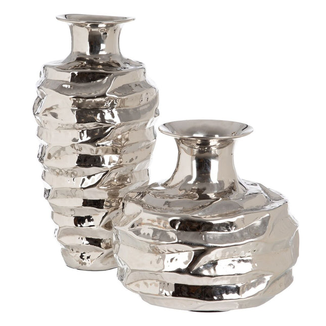 Vase 27,5 x 27,5 x 56 cm Silber Aluminium