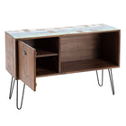 Anrichte Blau Metall Holz Braun 120 x 40 x 80 cm