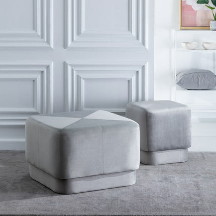 Puff synthetische Stoffe Grau Holz 60 x 60 x 40 cm