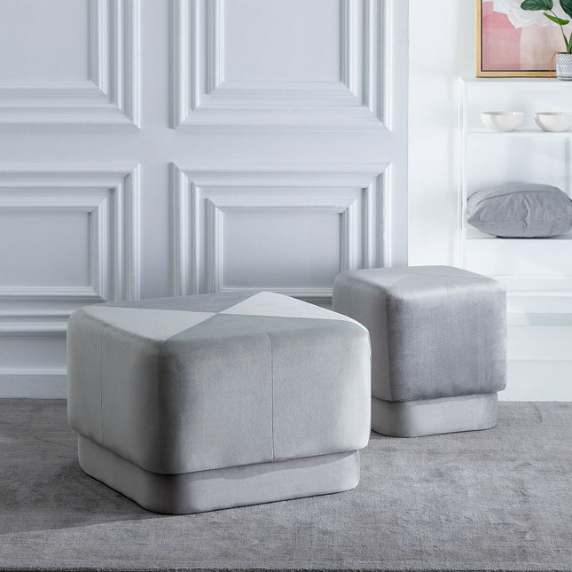 Puff synthetische Stoffe Grau Holz 60 x 60 x 40 cm