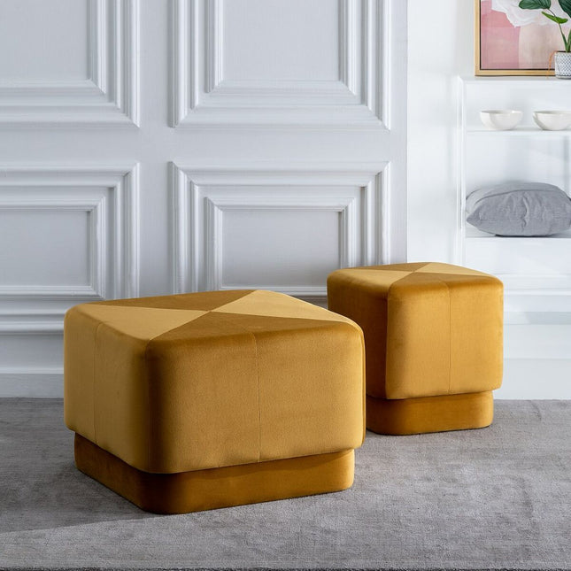 Puff synthetische Stoffe Holz 40 x 40 x 40 cm Ocker