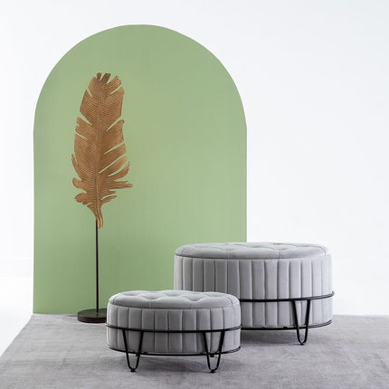 Puff 80 x 80 x 46 cm synthetische Stoffe Grau Metall