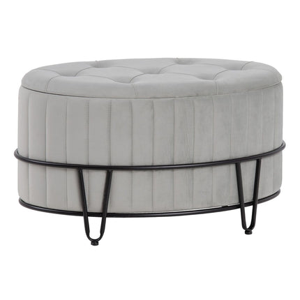 Puff 80 x 80 x 46 cm synthetische Stoffe Grau Metall