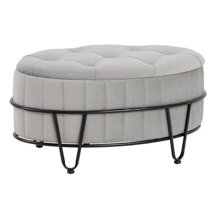 Puff 80 x 80 x 46 cm synthetische Stoffe Grau Metall
