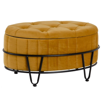 Puff 80 x 80 x 46 cm synthetische Stoffe Metall Ocker
