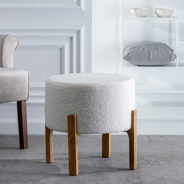 Puff synthetische Stoffe Beige Holz 46 x 46 x 46 cm